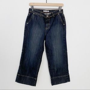Chico’s Dark Wash Wide Leg Cropped Denim Jeans Size 4
